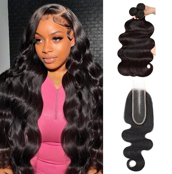 Shipping In 48Hrs 2*6 Top HD Lace Closure With 3 Bundles Body Wave