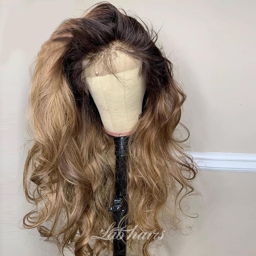 Ombre Honey Blonde Human Hair Wig Pre Plucked Hairline Lace Wig|Loose Body Wave