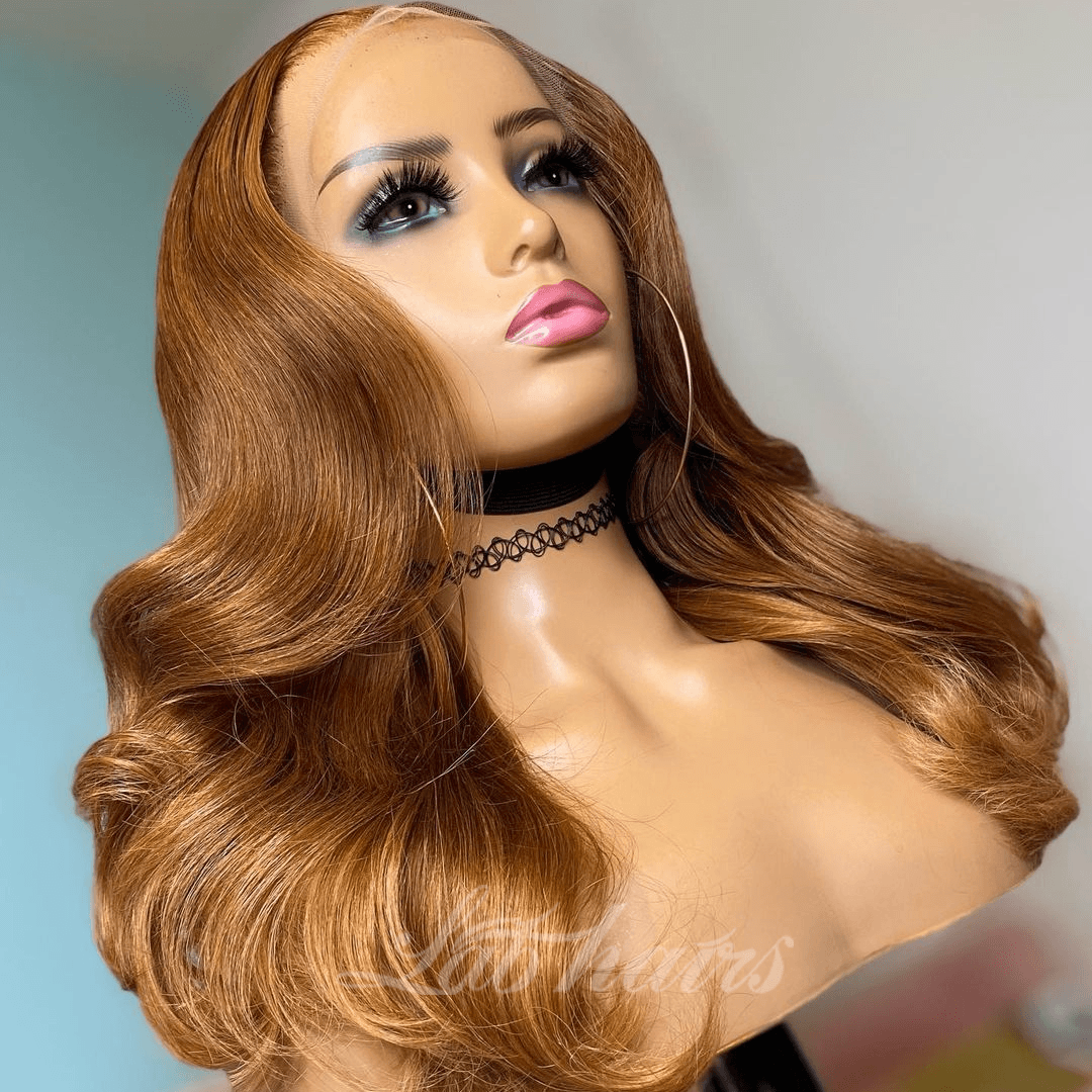 Light Brown Brazilian Human Hair Wig Top Swiss HD Lace Front Wig | Loose Wave