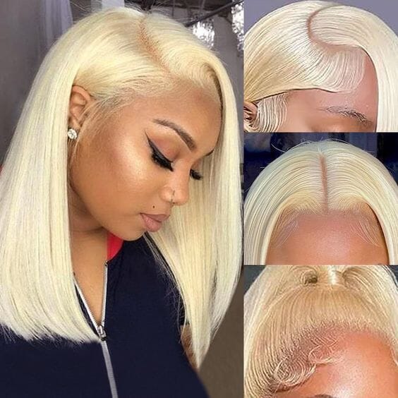 Shipping In 48Hrs Blonde Colorful Wig Human Hair 13*4 Lace Front Bob Wig | Straight