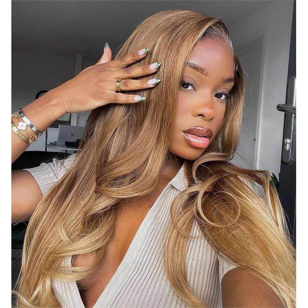 Ombre Blonde Top Swiss HD Lace Raw Human Hair 180% Density Lace Wig