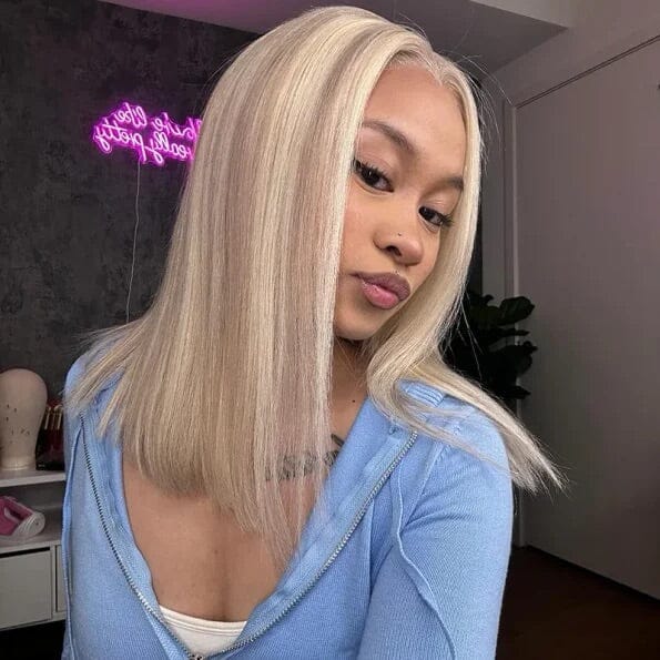 New Highlight Blonde Colored Silky Straight Bob Human Hair