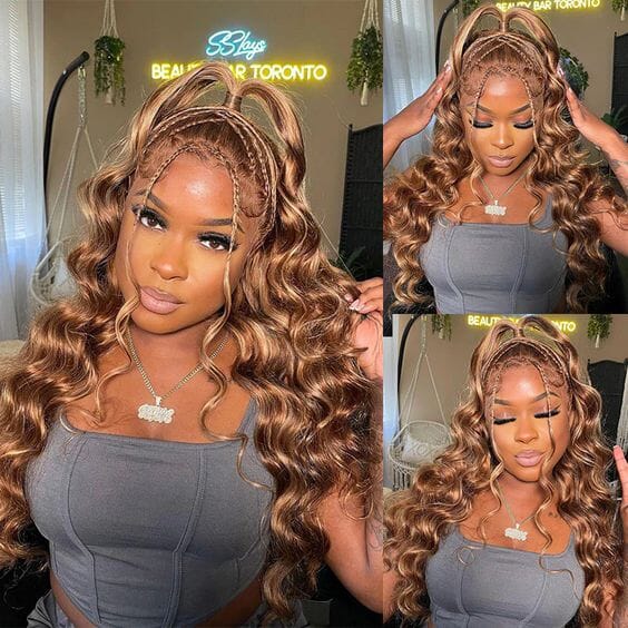 Ombre Highlight Top Swiss HD Lace Front Loose Body Wave Wig