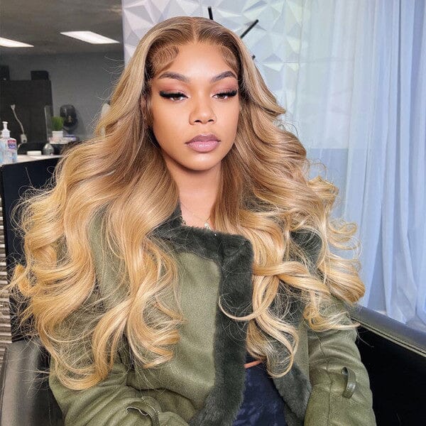 Loose Body Wave Ombre Blonde Color Top Swiss HD Lace Raw Hair Lace Wig