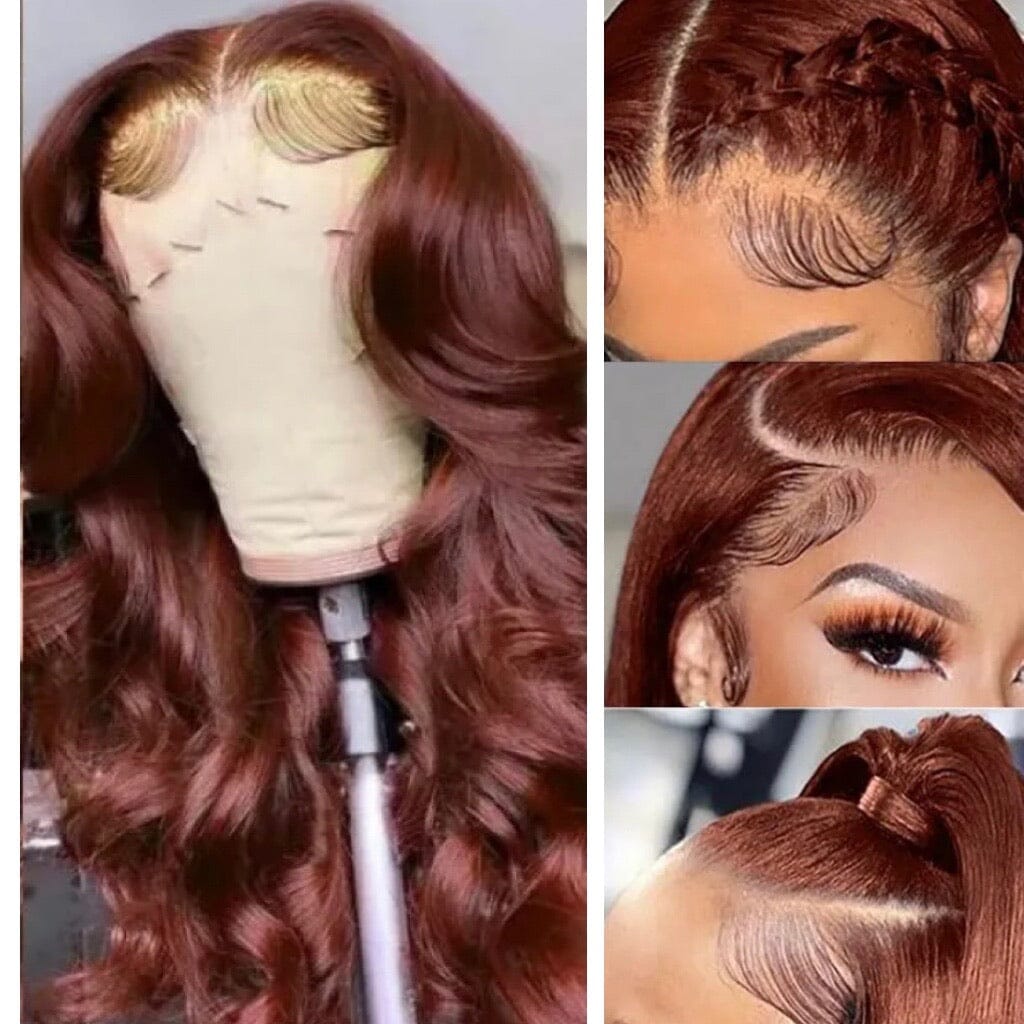 New Reddish Brown Top Swiss HD Lace Loose Body Wave Wig