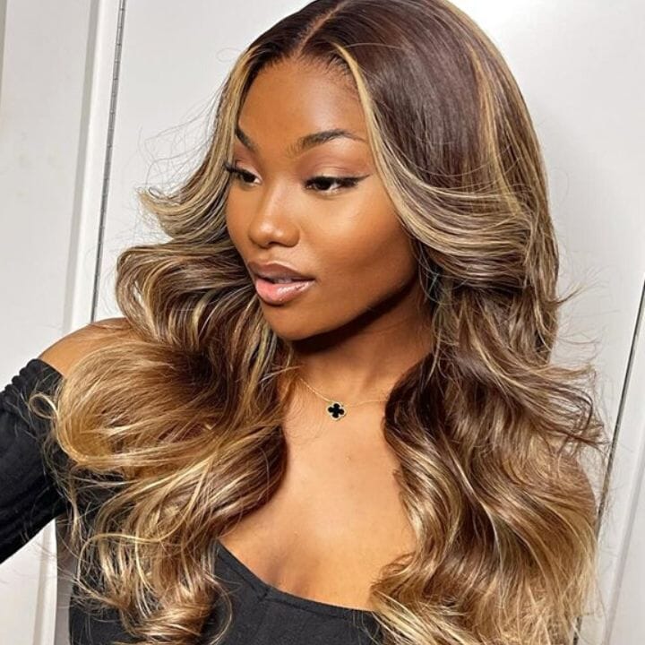 Raw Hair Ombre Honey Blonde Top Swiss HD Lace Loose Body Wave Wig