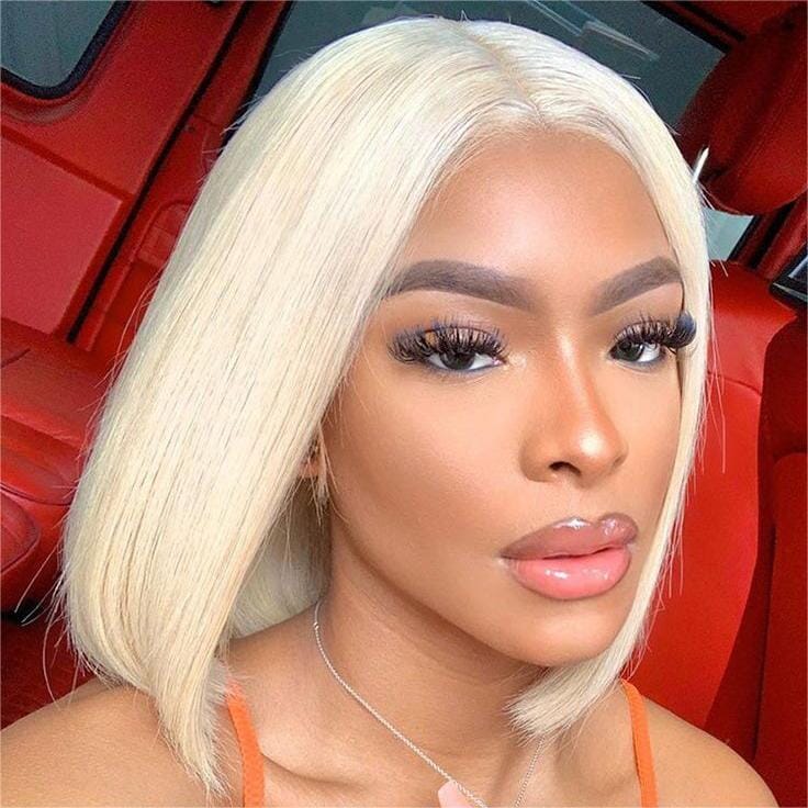 Shipping In 48Hrs Blonde Colorful Wig Human Hair 13*4 Lace Front Bob Wig | Straight