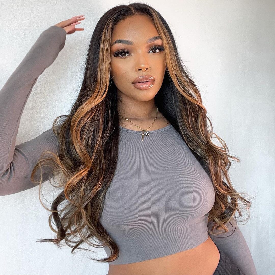 Ombre Highlight Color Raw Hair Loose Body Wave Top Swiss HD Lace Wig