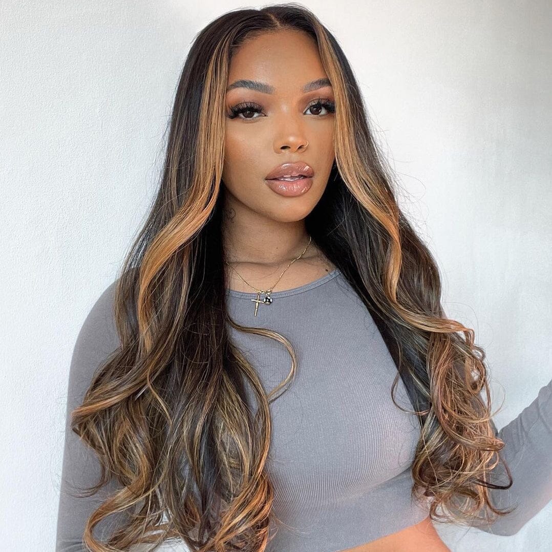 Ombre Highlight Color Raw Hair Loose Body Wave Top Swiss HD Lace Wig