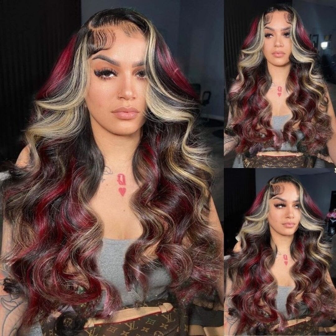 Ombre Highlight 99J Color Lace Frontal Loose Deep Wave Wig