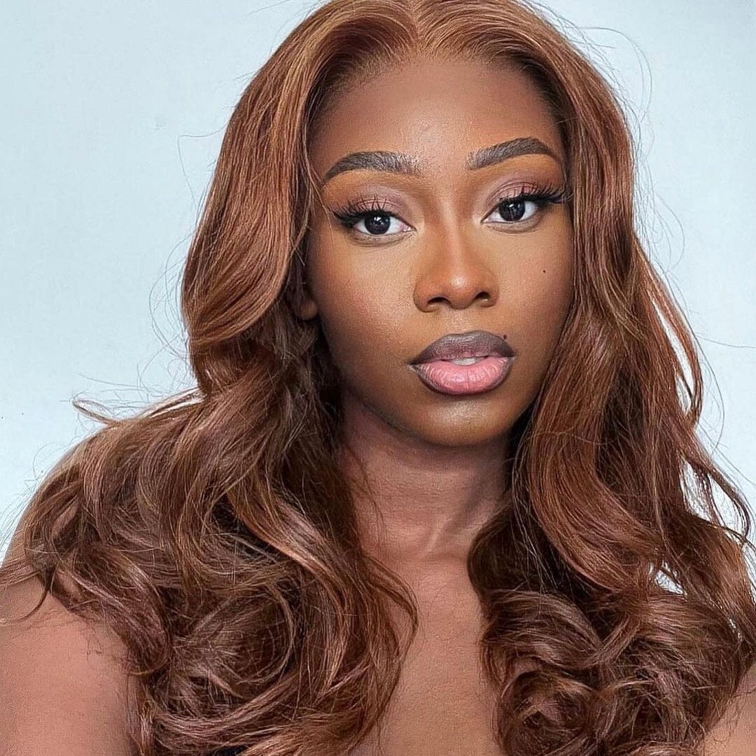 Reddish Brown Colored Raw Human Hair Top Swiss HD Lace Wig