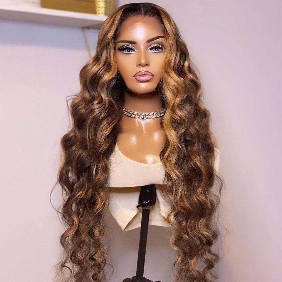 Ombre Highlight Top Swiss HD Lace Front Loose Body Wave Wig