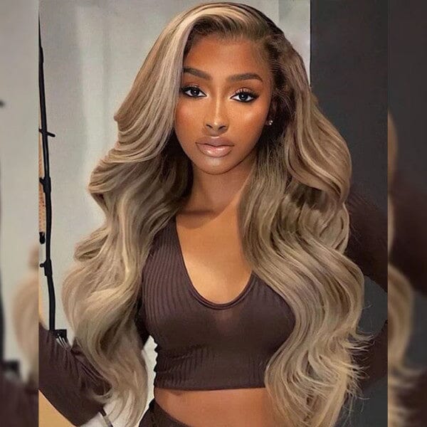 Ombre Ash Blonde Color Top Swiss HD Lace Raw Hair Lace Wig