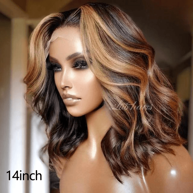 Highlight Colored 13x4 Top Swiss HD Lace Deep Wave Bob Wig